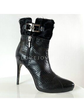 Collectors | Cesare Paciotti | Snakeskin Ankle Bootie | Dagger Logo Lace Bottoms